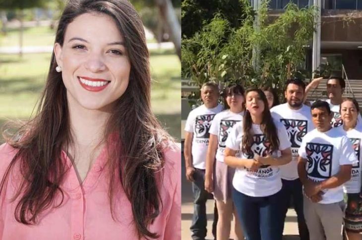 Fernanda Flores y equipo de campaña.