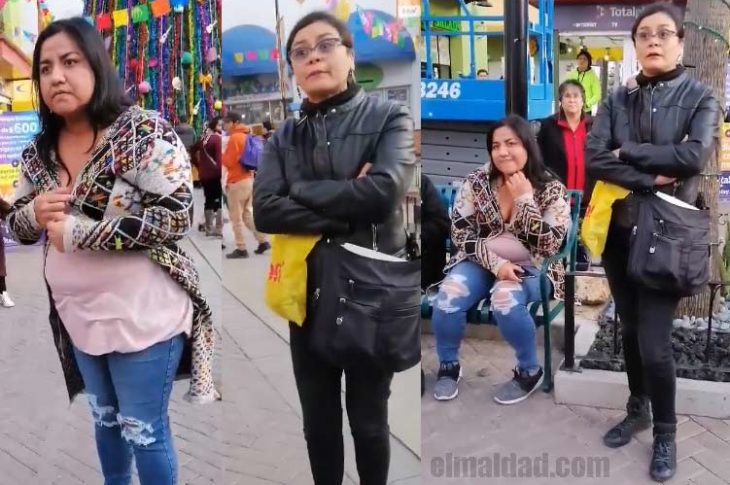 Señoras en Tijuana discriminando a pareja gay en una plaza comercial.