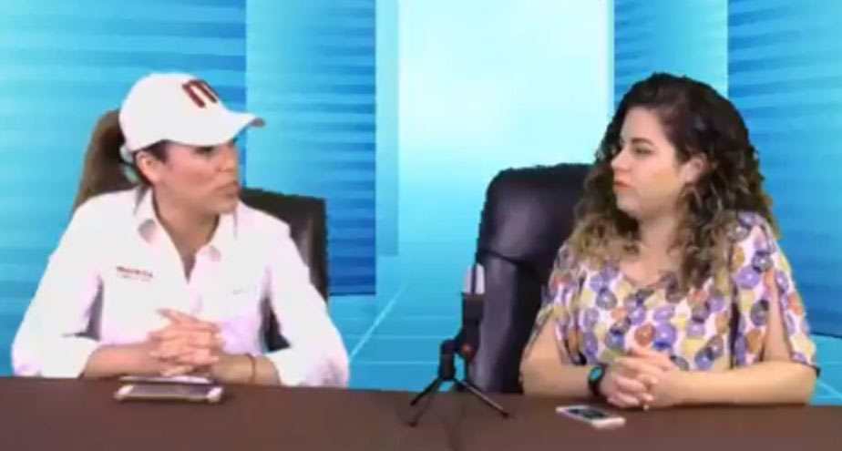 Marina del Pilar siendo entrevistada por Marla, cuando era candidata a una diputación por Morena.