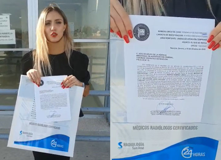 Andrea Ramírez presentando denuncia el 1ro de octubre.