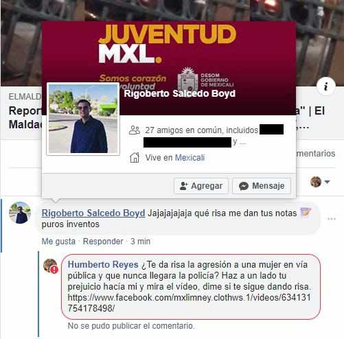 El comentario burlesco de Salcedo en mi nota.