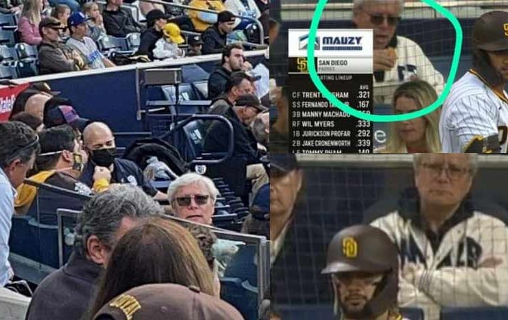 El morenista Jaime Bonilla disfrutando de un partido de baseball en San Diego.