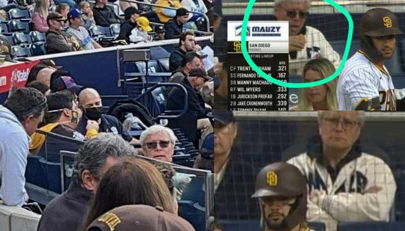 El morenista Jaime Bonilla disfrutando de un partido de baseball en San Diego.