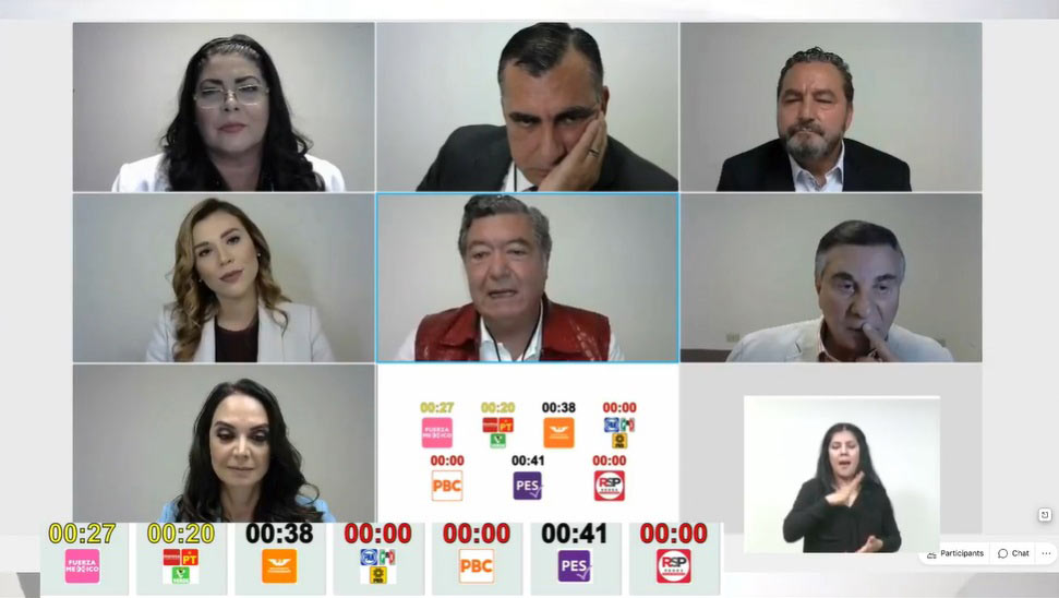 Captura de pantalla del debate de candidatos a gobernador de BC.