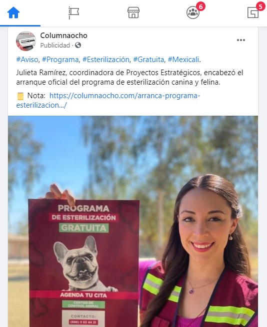 Julieta Ramírez en publicación de Columna Ocho.