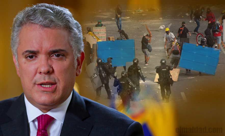 Iván Duque, presidente de Colombia con protestas.