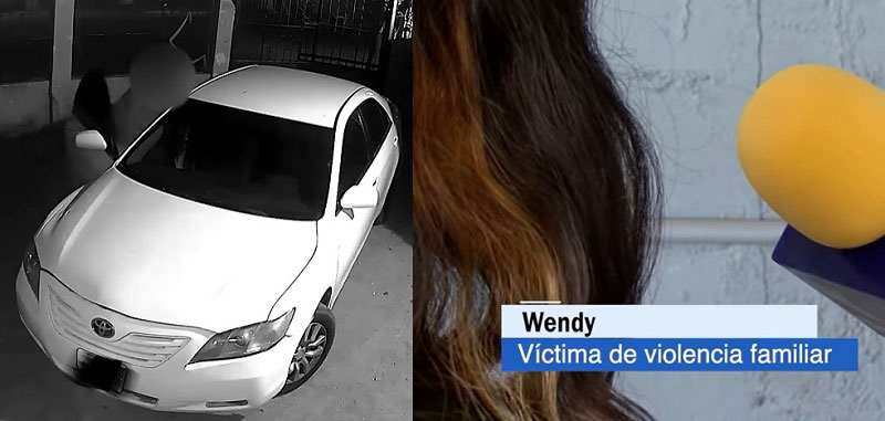 Ex iniciando el incendio del auto de Wendy y la víctima dando testimonio a Televisa.
