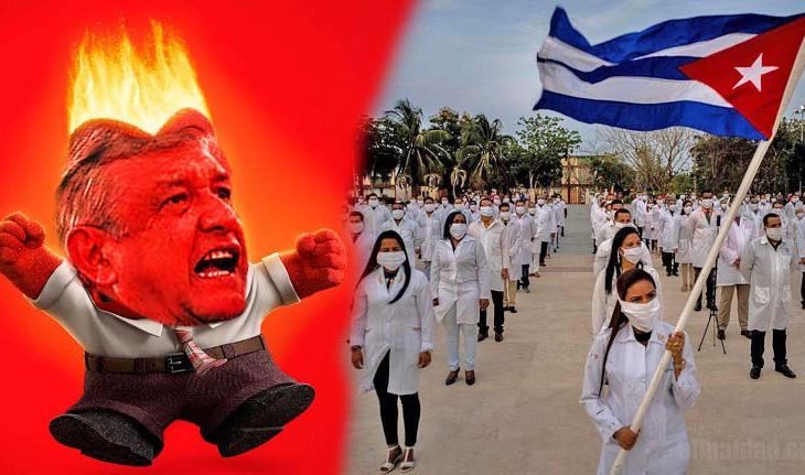 AMLO enojado y los médicos cubanos.