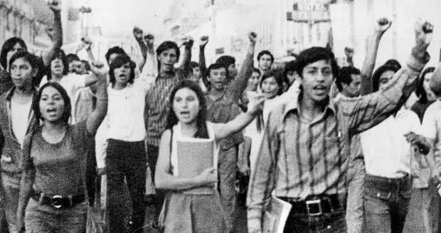 Estudiantes en la manifestación del 10 de junio de 1971.