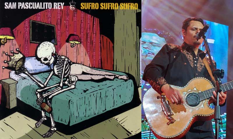 Portada del disco "sufro sufro sufro" y Pascual Reyes en el 2015, líder de San Pascualito Rey.