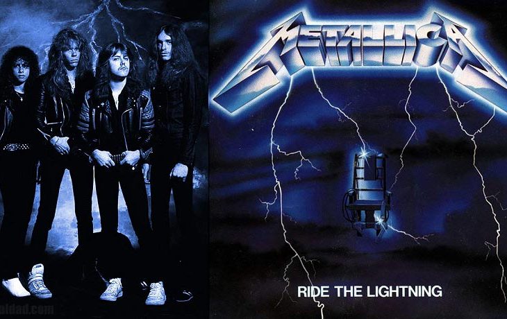 Metallica en 1984 y la portada de su disco "Ride The Lightning".