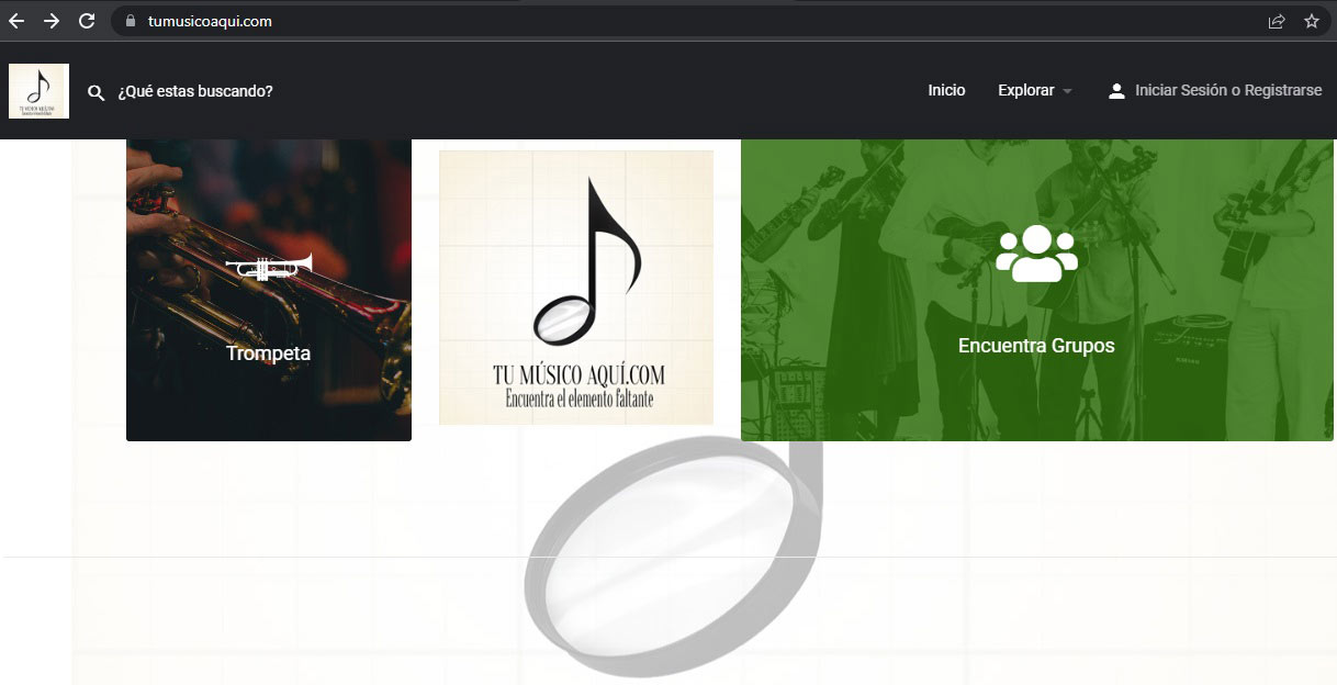 Captura de pantalla del sitio TuMusicoAqui.com
