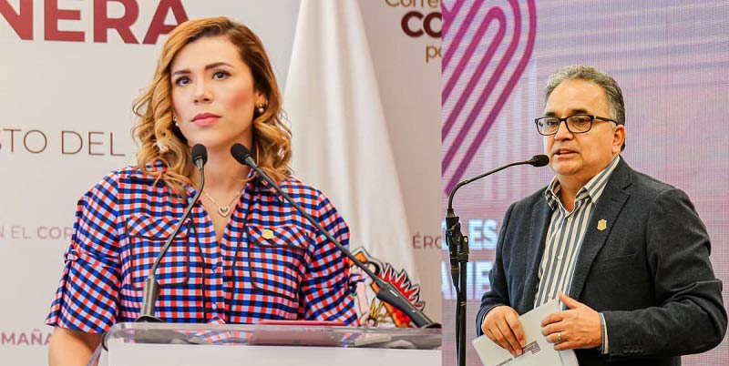 Marina del Pilar y Gerardo Solís en la conferencia semanal.