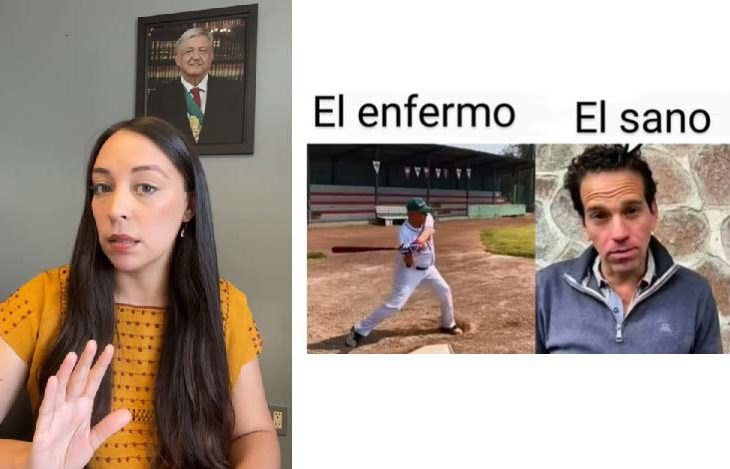 Captura de pantalla del video de Julieta Ramírez y cierra con el meme de AMLO y Carlos Loret de Mola.