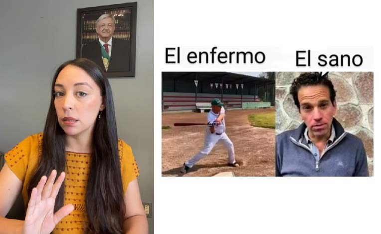 Captura de pantalla del video de Julieta Ramírez y cierra con el meme de AMLO y Carlos Loret de Mola.