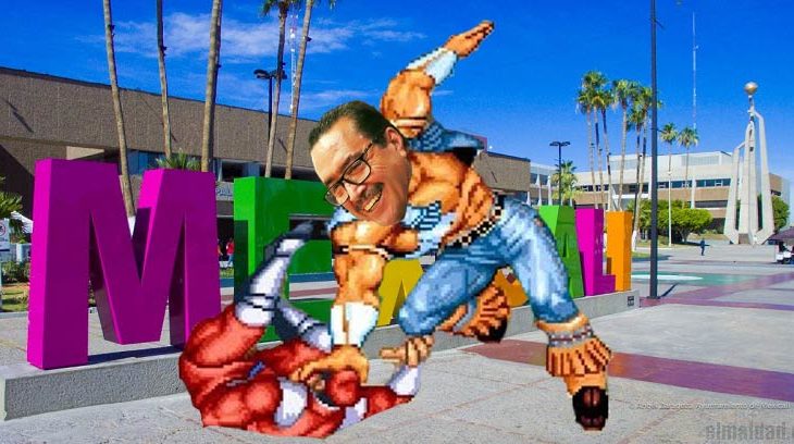 Meme a Manuel Guerrero agarrando a "chingazos" a un inspector del ayuntamiento.