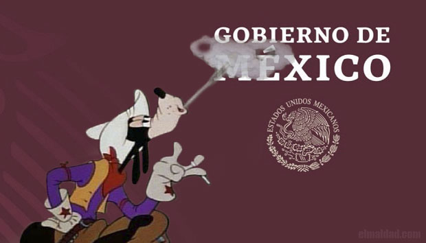 Goofy le echa humo de segunda mano al logo del gobierno de México.