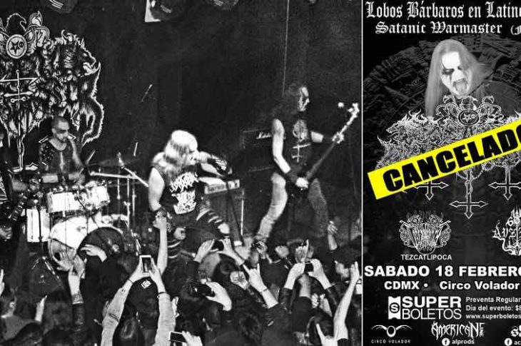 Satanic Warmaster en vivo en Colombia en 2017 y el poster de su concierto en la CDMX.