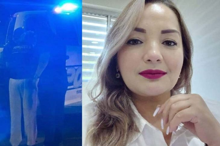 La joven que arrolló a la maestra con la policía y una foto de Yenin, la maestra fallecida.