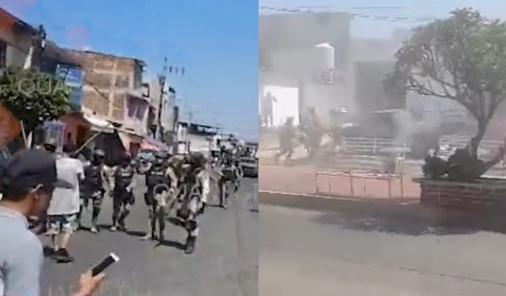 Enfrentamiento entre pobladores de Peribán y la Guardia Nacional.