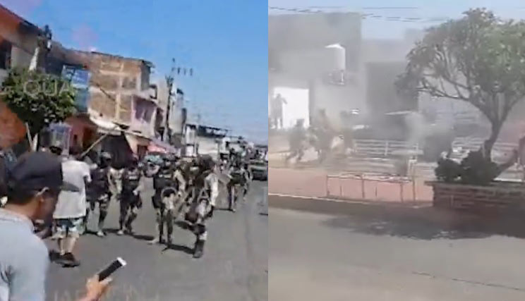 Enfrentamiento entre pobladores de Peribán y la Guardia Nacional.