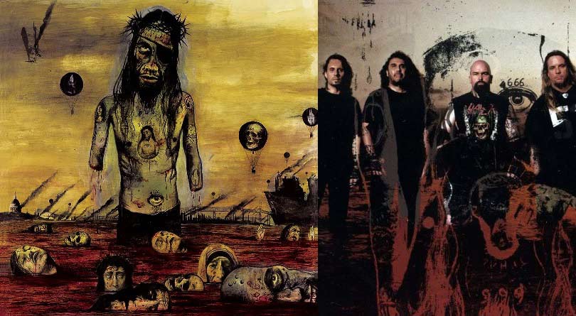 Portada del Christ Illusion de Slayer, alineación de la banda en 2006.