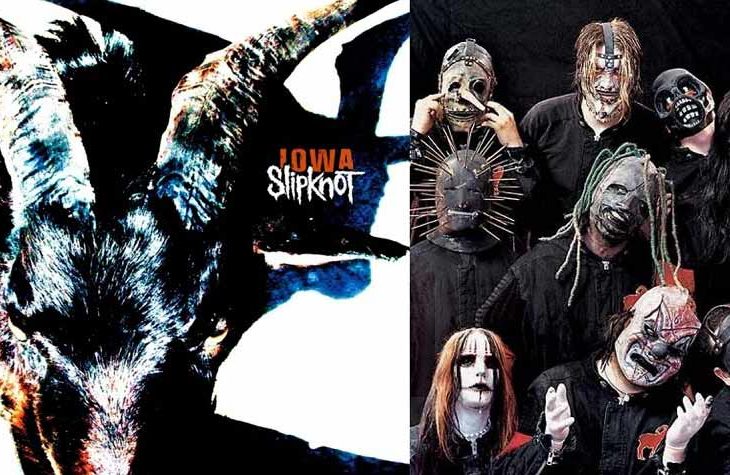 Portada del disco Iowa y Slipknot en aquellos tiempos.