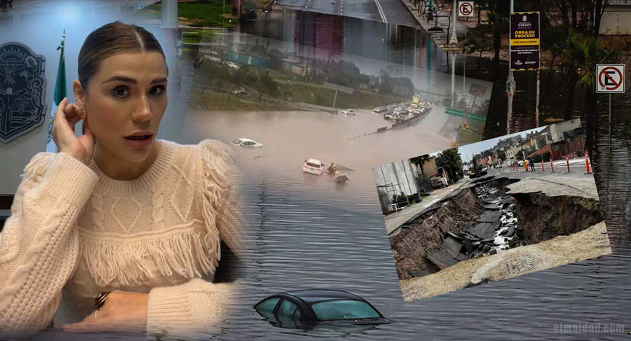 Marina del Pilar en su live culpando a protección civil del desmadre en Baja California por las lluvias.