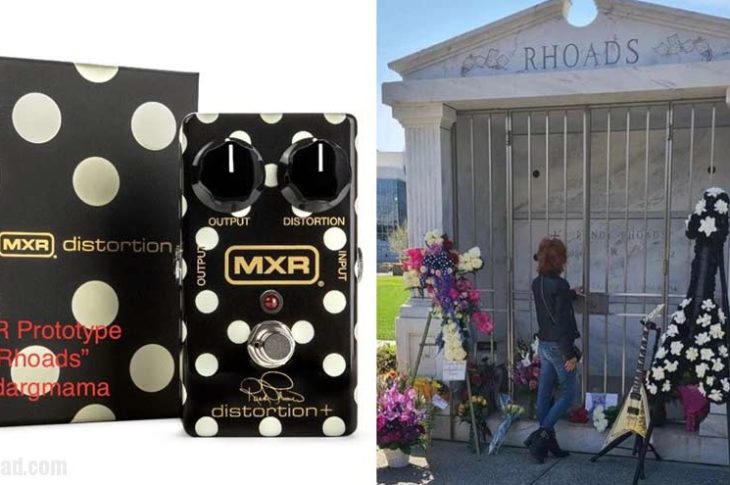 Prototipo del pedal MXR de Randy Rhoads, la hermana de Randy visitando su tumba en 2022.