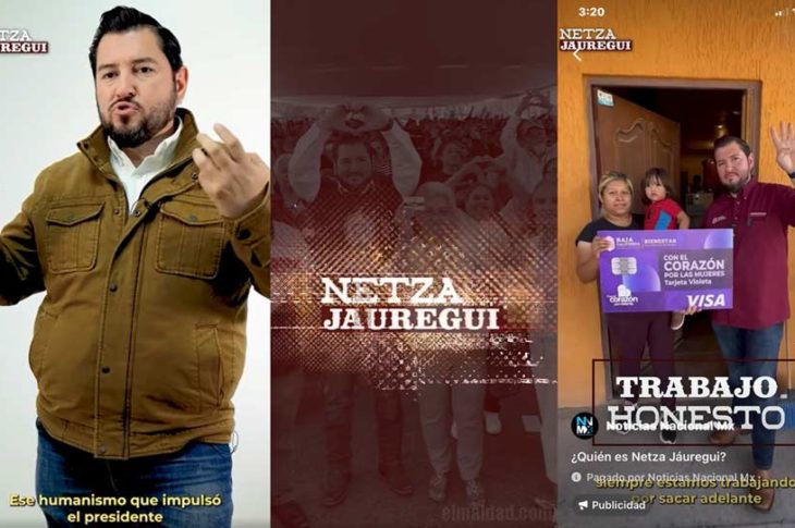 Netzahualcóyotl Jauregui en sus spots políticos pagados en una página de noticias.