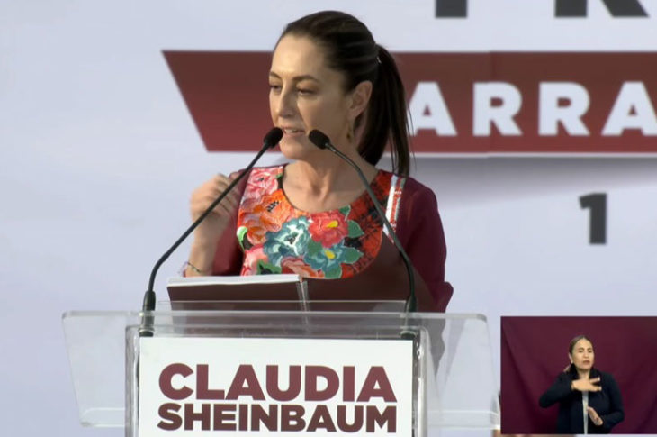Claudia Sheinbaum en su discuros de arranque de campaña.