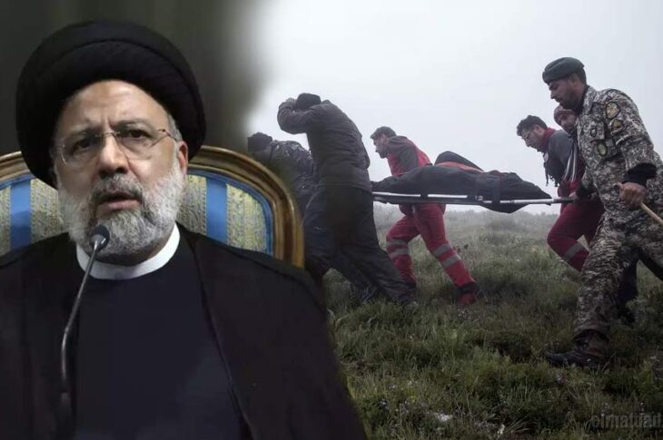 Ebrahim Raisi y uno de los cuerpos rescatados.