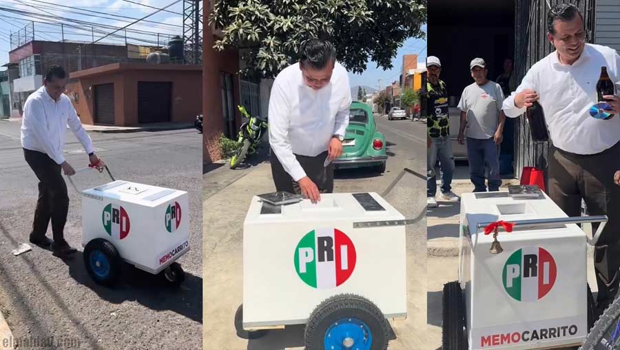 Memo Valencia con su carrito lleno de caguamas.