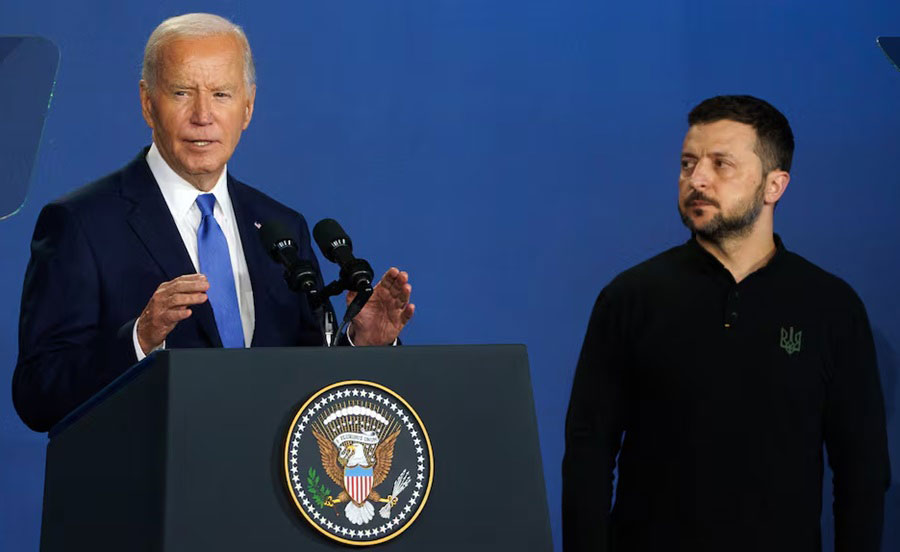 Joe Biden y Zelenski, presidente de Ucrania.