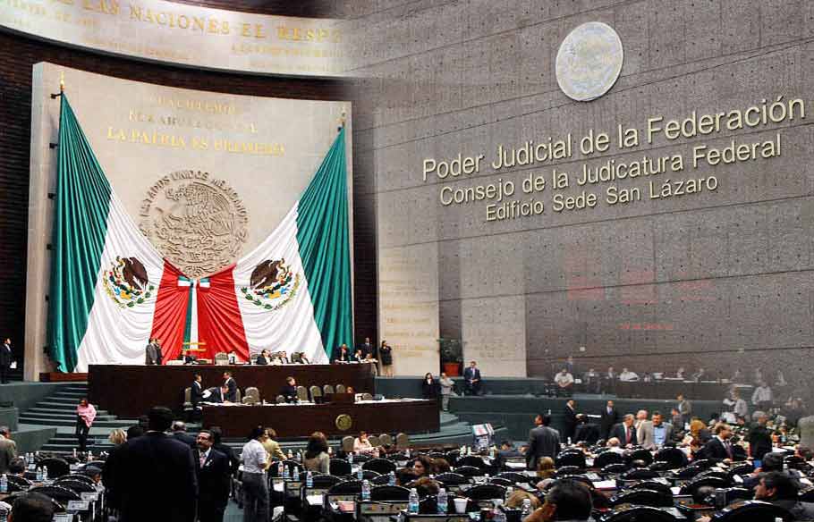 Cámara de diputados y el poder judicial de la federación.