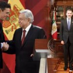 Pedro Sánchez, presidente de España con AMLO en enero de 2019 y con el rey Felipe VI el 1ro de diciembre de 2018.