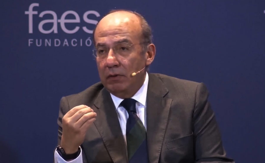 Felipe Calderón en el foro de la fundación FAES.