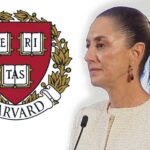 Escudo de la universidad de Harvard y Claudia Sheinbaum.