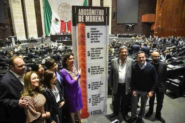 Diputados de Movimiento Ciudadano presentando el abusómetro.