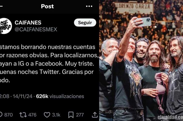 Tweet de Caifanes y la agrupación al finalizar un concierto.