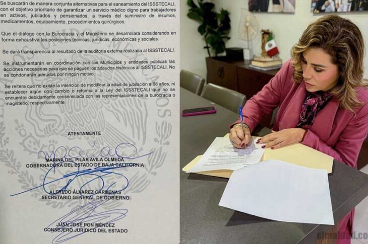 Firmando convenio y Marina del Pilar.