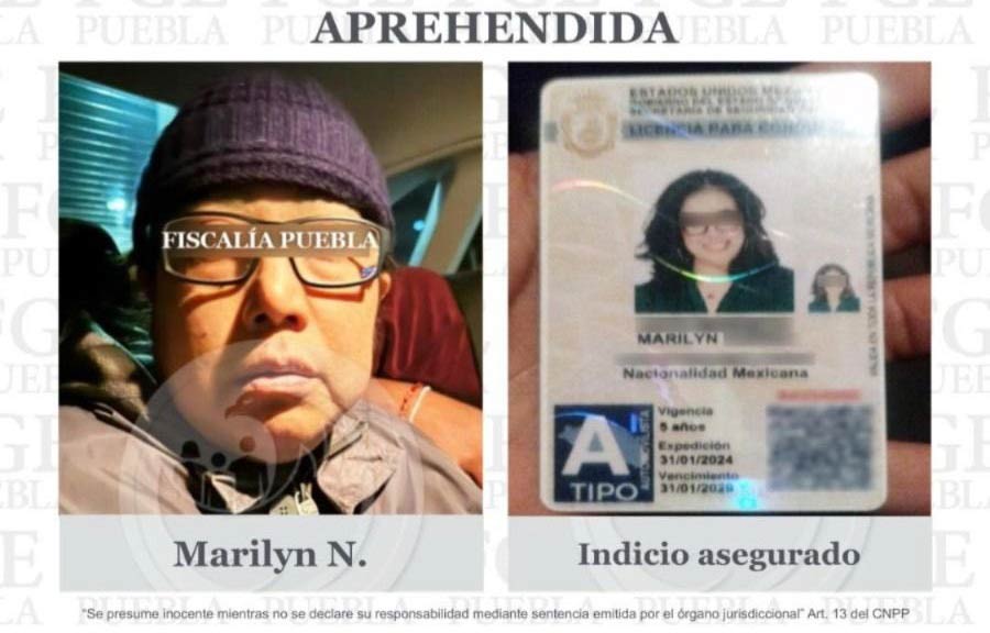 Fiscalía de Puebla informó en Twitter detención de Marilyn N.