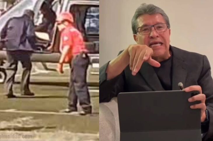 Ricardo Monreal subiendo al helicóptero y después disculpándose.