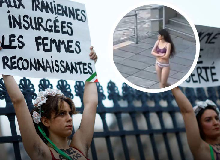 Mujeres en solidaridad con mujer de Irán.