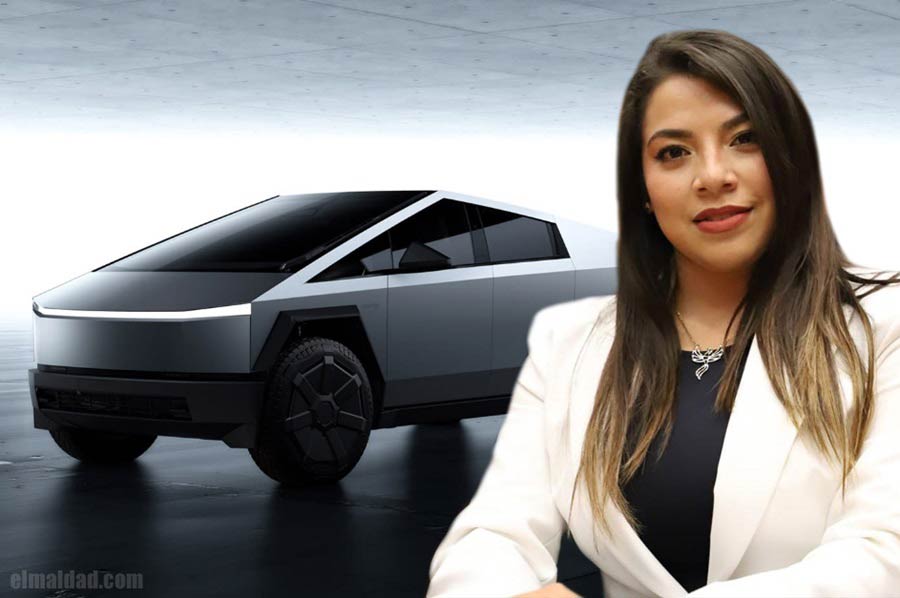 Tesla Cybertruck y la diputada Citlalli Téllez.