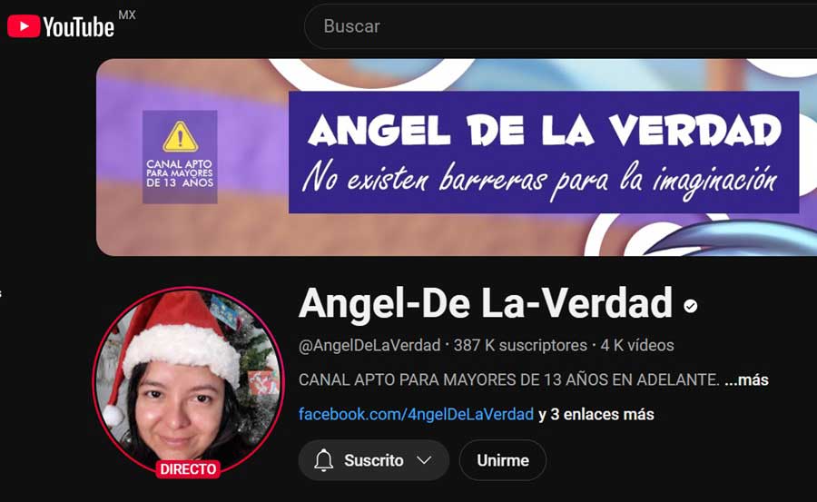 Canal de YouTube de Angel De La Verdad.