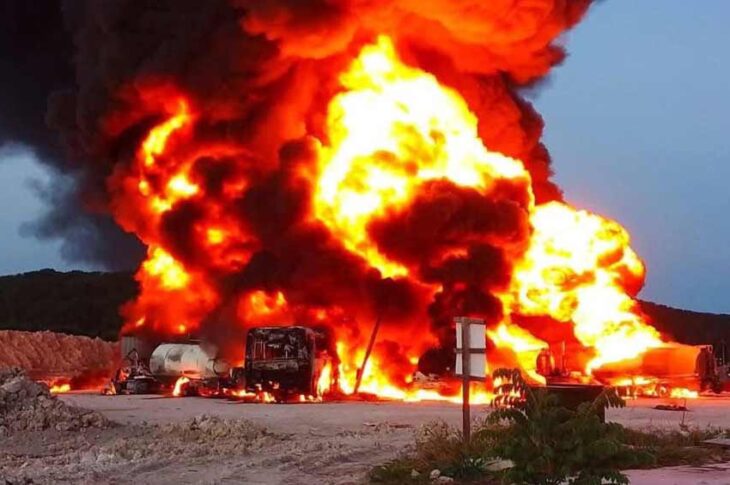 Incendio en el tren maya.