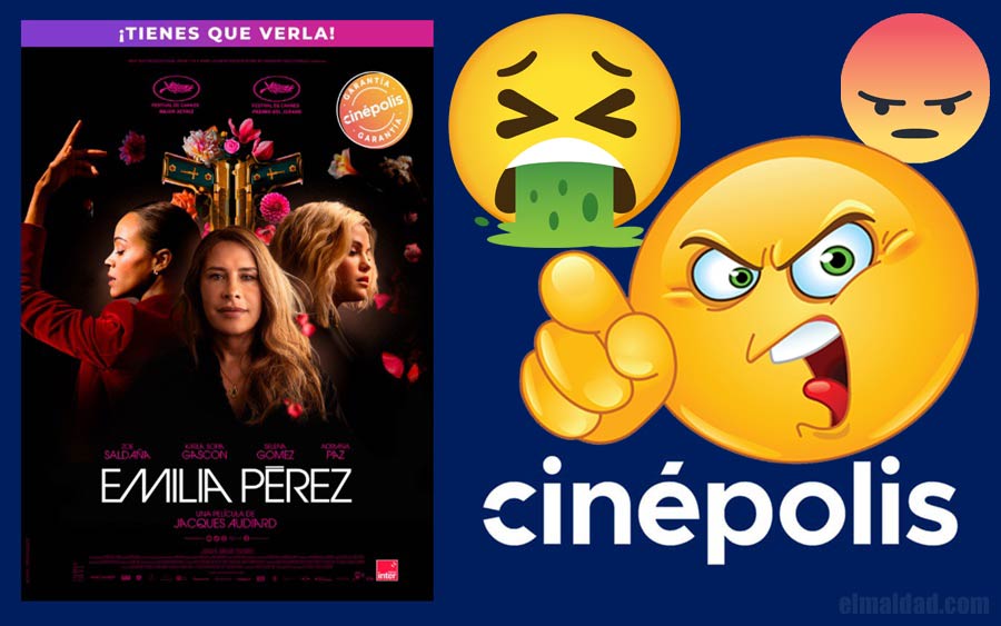 Emilia Pérez y clientes molestos con Cinépolis.