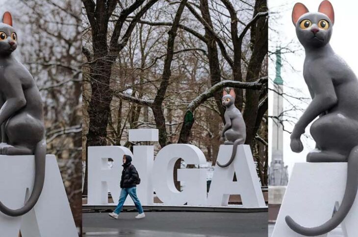 Estatua de Flow en Riga, Letonia.