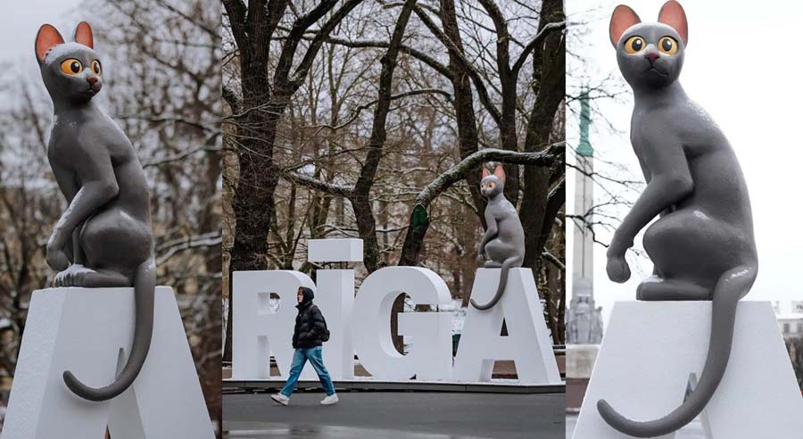 Estatua de Flow en Riga, Letonia.